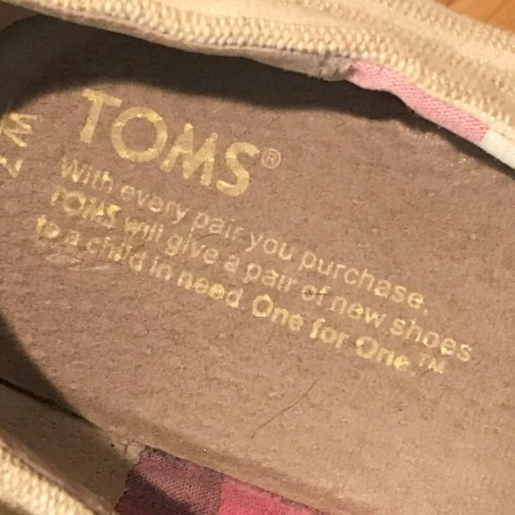 TOMS Open Toe Striped Wedges, Beige & White, Size 7 - Picture 3 of 4